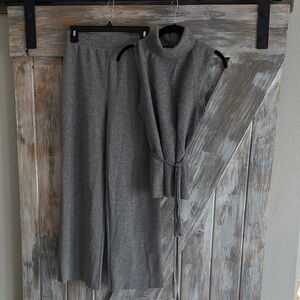Zara Gray Wide Leg Pants & Sleeveless Top Set